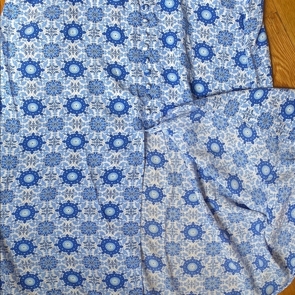 LOFT Blue and White A-Line Midi Skirt - Picture 5 of 7